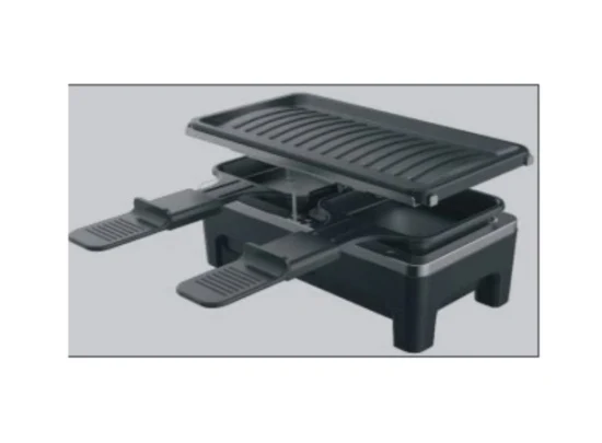 Grill à raclette électrique pour 2 personnes, 800 W, avec plaque antiadhésive